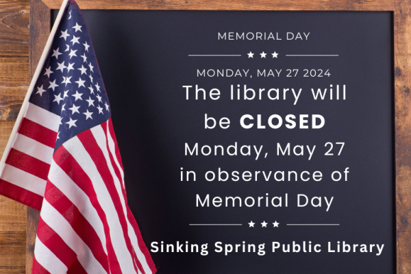 American flag pictured with text: Closed on Memorial Day