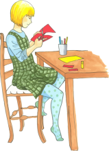 Girl doing crafts.