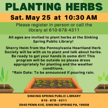Program details with a picture of planters and herbs growing.