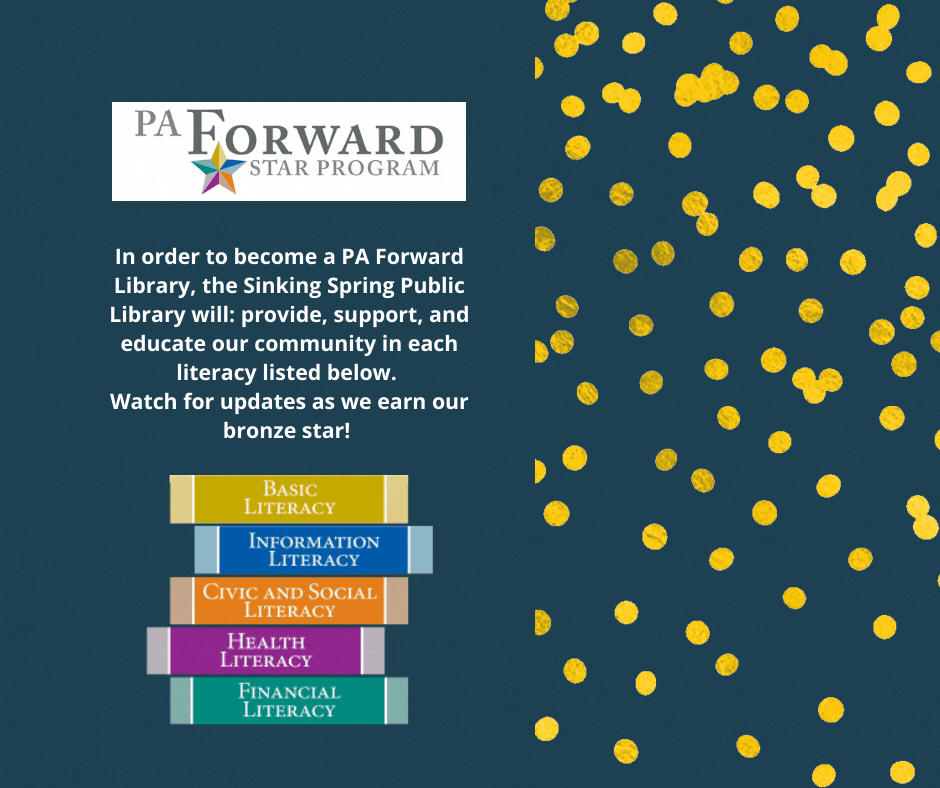 PA Forward book logo on dark, green-blue backdrop with moving dot animations