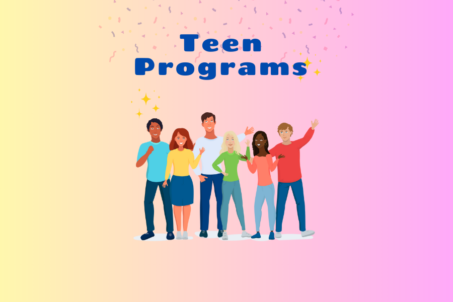 Teen Programs (Animated kids waving)