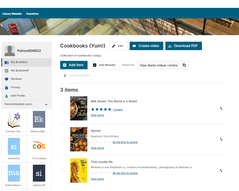 View books within booklist