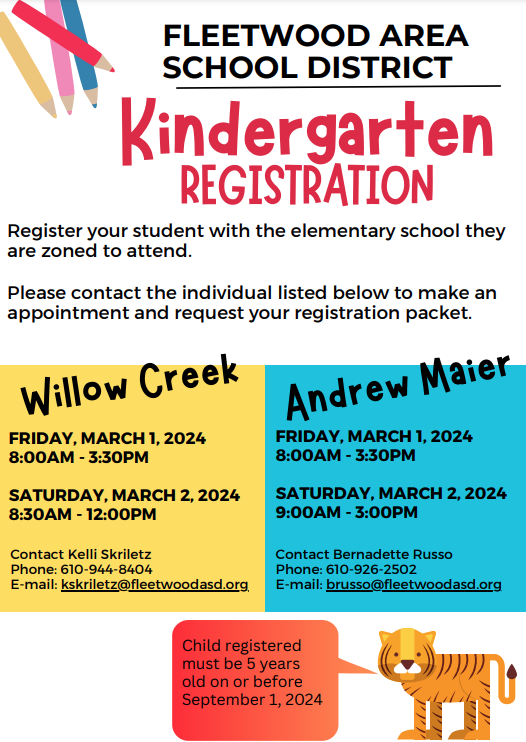 kindergarten registration information