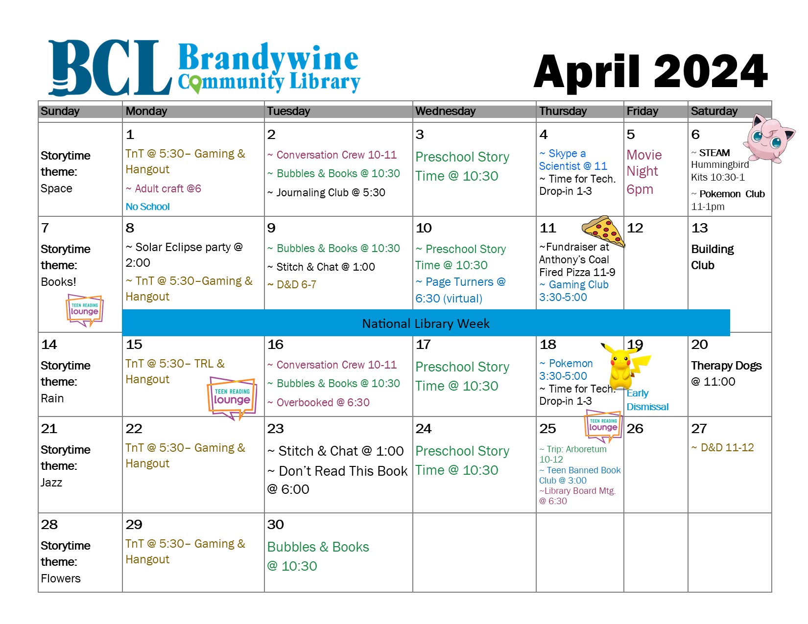 April calendar of events