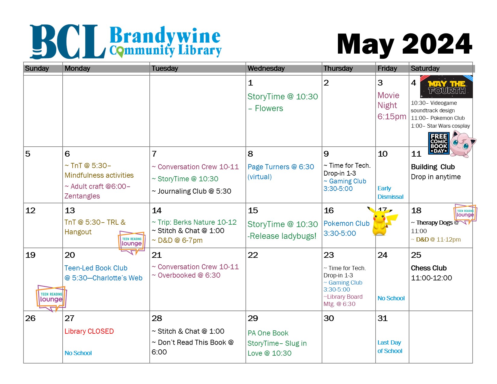 May calendar of events
