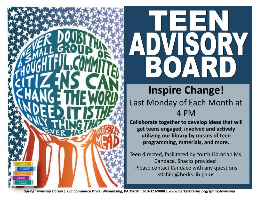 Teen Advisory Board - Last Monday of each month