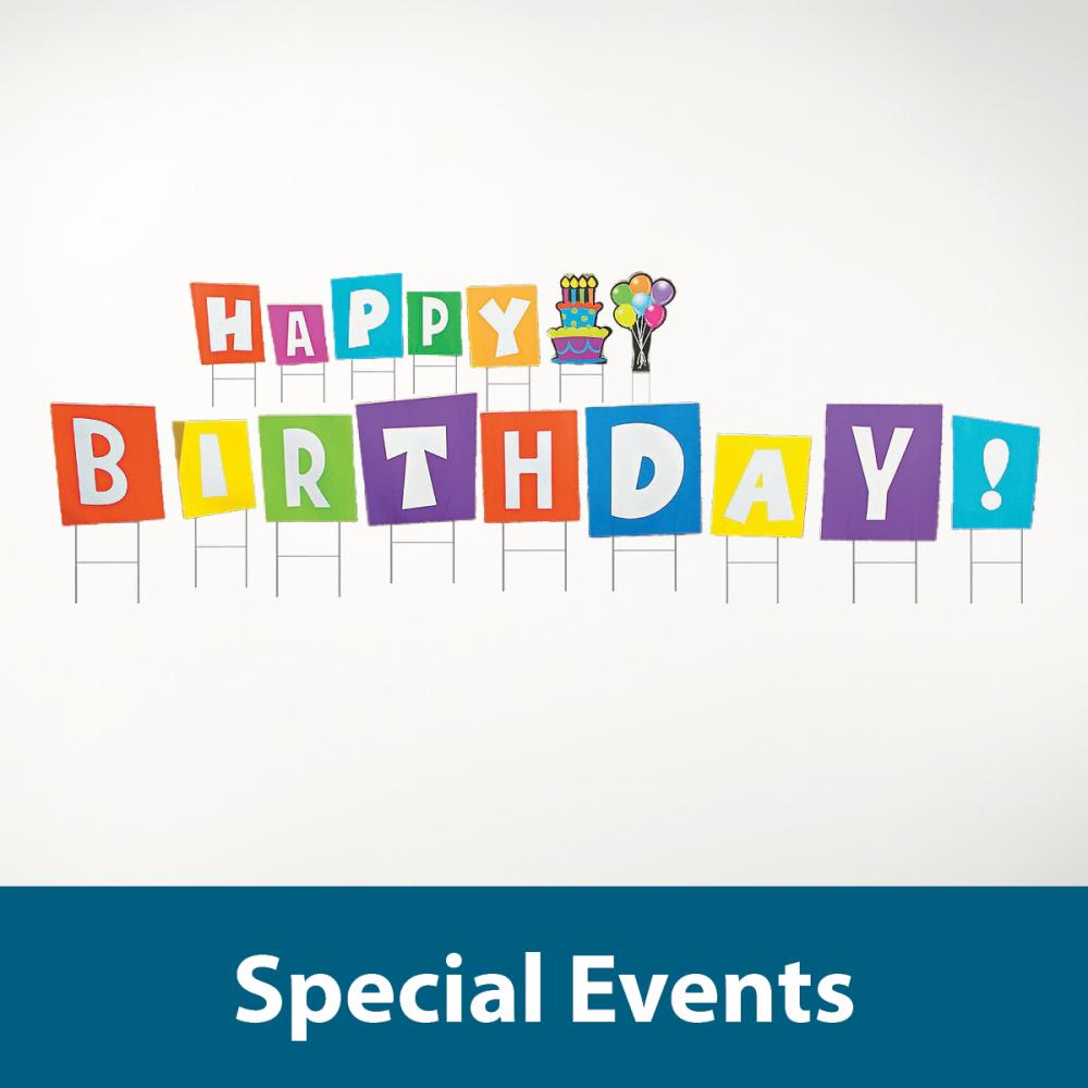 Library of Things: Special Events. Image of Happy Birthday yard signs.