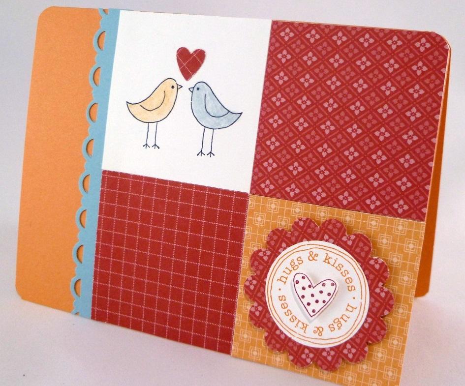 handmade card with birds on front