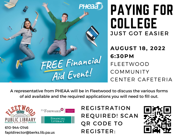 paying for college August 18 at 6:30pm