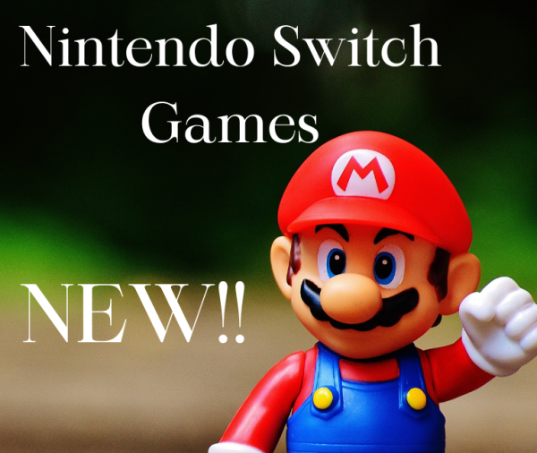 Picture of Mario, along with text: New!! Nintendo Switch Games