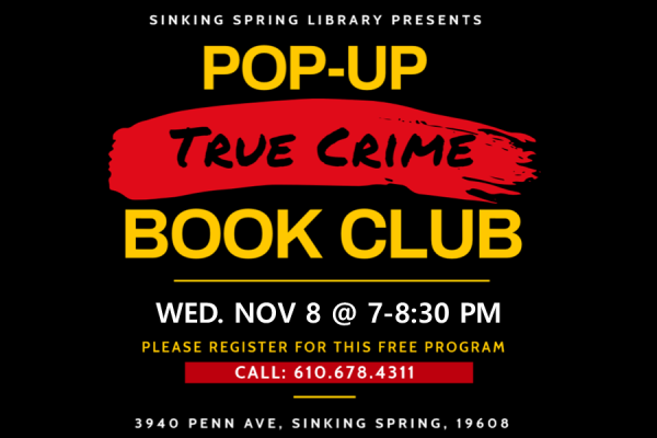 Pop up book club: true crime event information