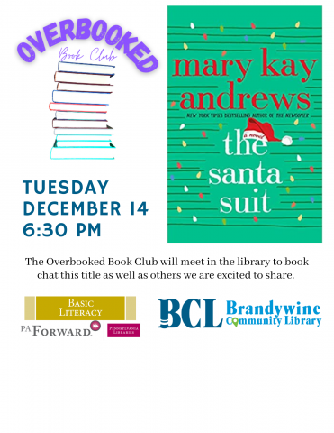 book club flyer for December- The Santa Suit by MAry Kay Andrews for 12/10