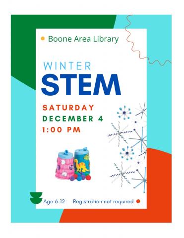 Winter STEM Saturday, December 4th at 1:00pm