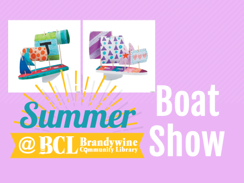 summer logo and two photos of kid decorated boats and text boat show