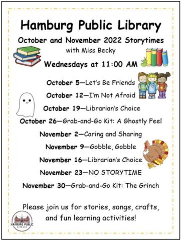 Storytime Schedule