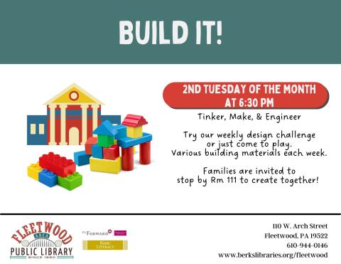 Build It 2nd Tuesday 6:30pm