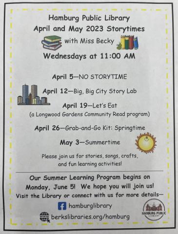 Storytime Theme Schedule