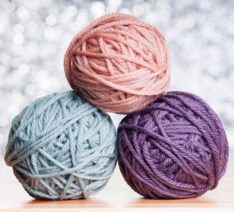 3 balls of yarn in different colors
