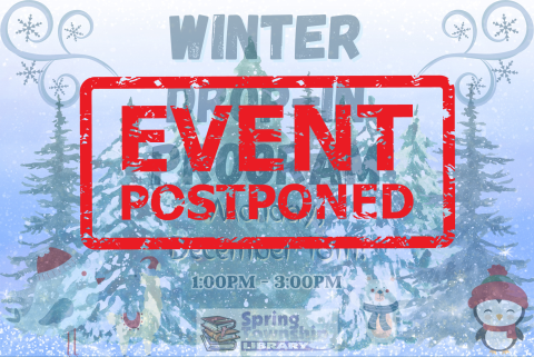 Unfortunately due to a staff illness we will be postponing the Drop-In Winter craft tomorrow to a new date.  Tuesday, January 2nd.
