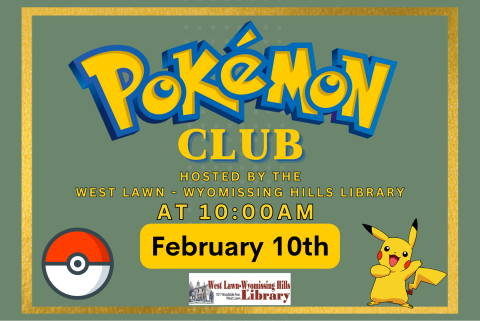 Trade cards, play the games, and hangout with fellow fans!  Pokémon materials will be available to borrow!  No selling of cards is allowed.  No registration required. 