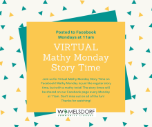 Information about Mathy Monday Story Time.