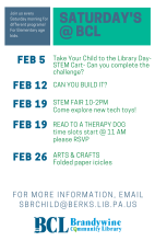 Februrary Saturday program dates and themes