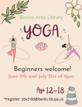 Teen Yoga: June 9th and July 21st