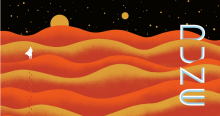 Dune title over night time desert landscape