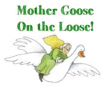 smiling old woman sitting on flying goose's back