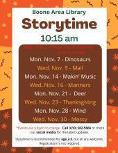 Storytime Schedule - November 2022