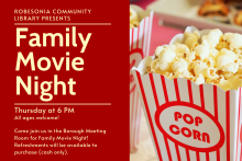 "Family Movie Night" and box of popcorn
