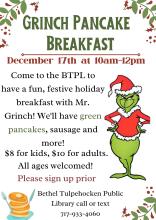 Grinch pancake breakfast flyer