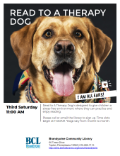 read to a therapy dog flier