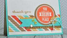 a thank you card made with multiple layers of differently colored card stock