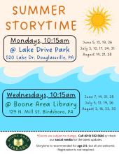 Mondays at Lake Drive Park, Wednesdays at Boone Area Library