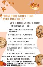 storytime fall flyer at baked sweet