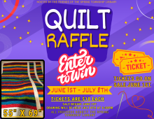 June 1st - July 8th   Tickets are $10 Each  Sale Begins June 1st and the Drawing will be held July 8th at 6:30PM  All proceeds benefit the Spring Township Library  The quilt measures 55"x69"  The quilt was made and donated by Libby McGuire, a member of the Friends of The Spring Township Library.